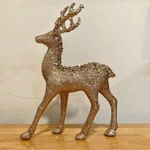 Christmas Glitter & Sequin Reindeer Rose Gold 12” Tall